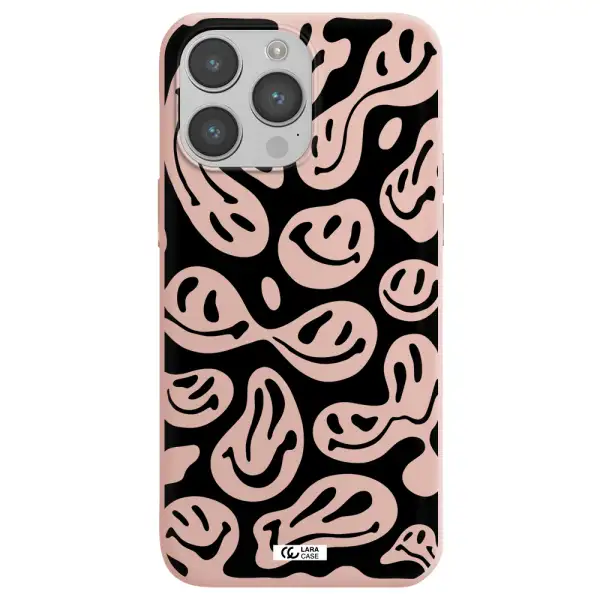 Smiley Faces Apple iPhone 14 pro Silicone pastel pink Case