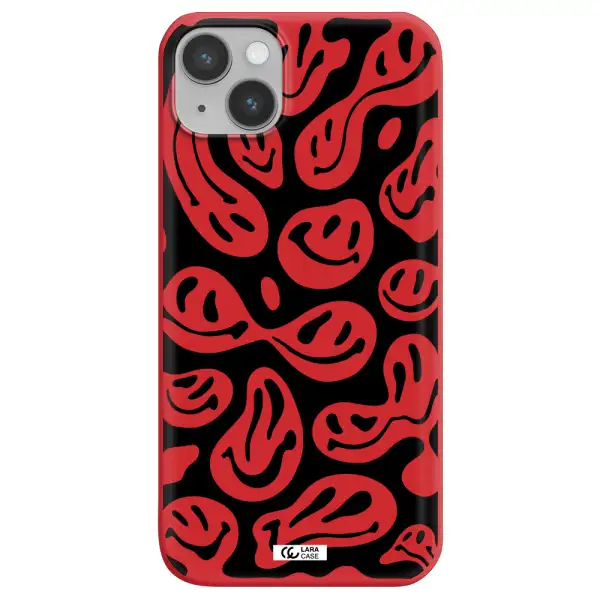 Smiley Faces Apple iPhone 14 Silicone Imperial Red Case