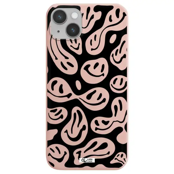 Smiley Faces Apple iPhone 14 Silicone pastel pink Case