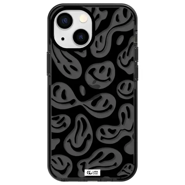Smiley Faces Apple iPhone 15 Plus impact Smoke Black Case