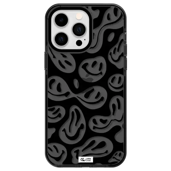 Smiley Faces Apple iPhone 15 Pro impact Smoke Black Case