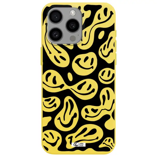 Smiley Faces Apple Iphone 15 Pro max Silicone canary yellow Case