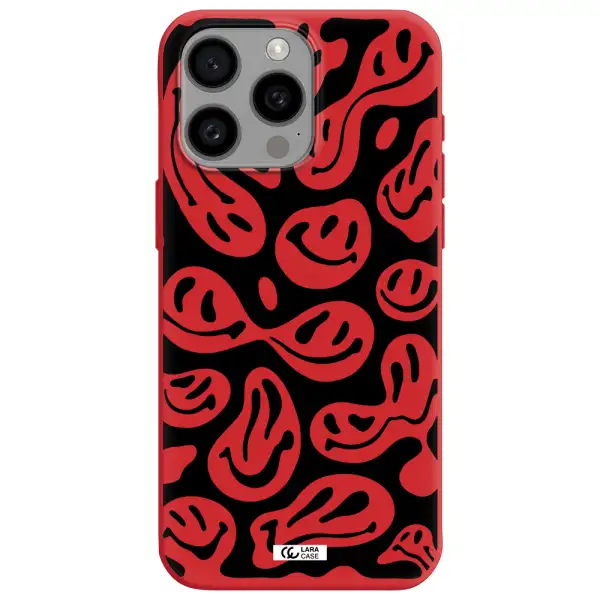 Smiley Faces Apple Iphone 15 Pro Max Silicone Imperial Red Case