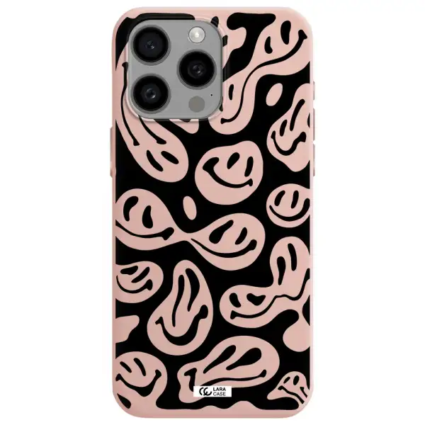 Smiley Faces Apple Iphone 15 Pro max Silicone pastel pink Case