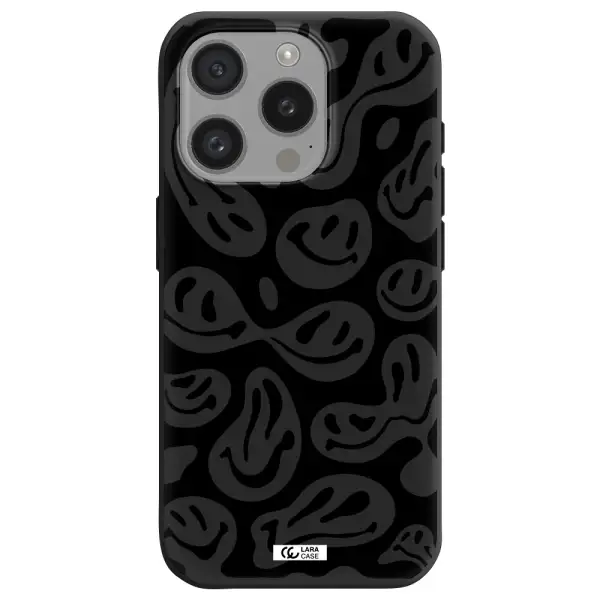 Smiley Faces Apple Iphone 15 Pro Silicone Black Case