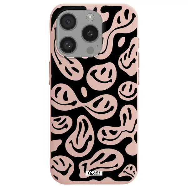 Smiley Faces Apple Iphone 15 Pro Silicone Pastel Pink Case