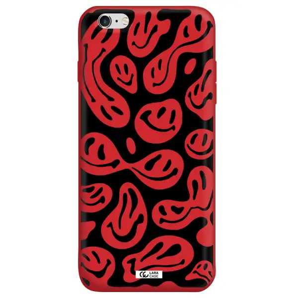 Smiley Faces Apple iPhone 6 plus Silicone Imperial Red Case
