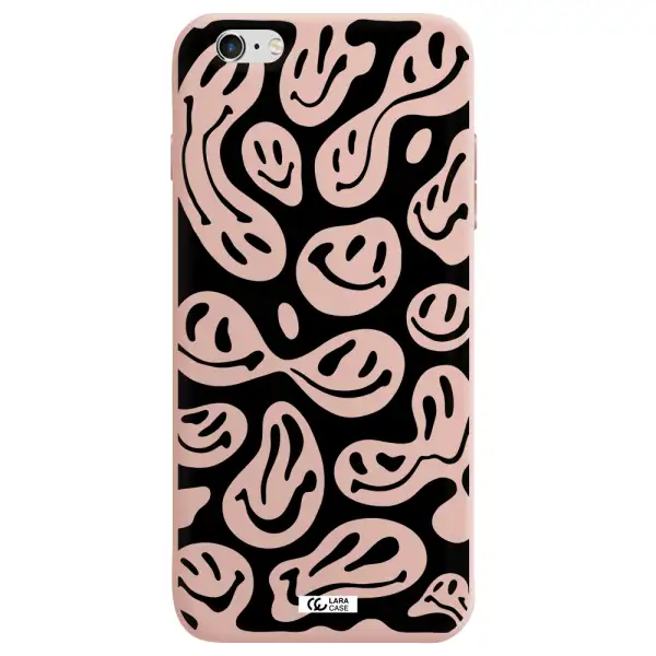 Smiley Faces Apple iPhone 6 plus Silicone pastel pink Case