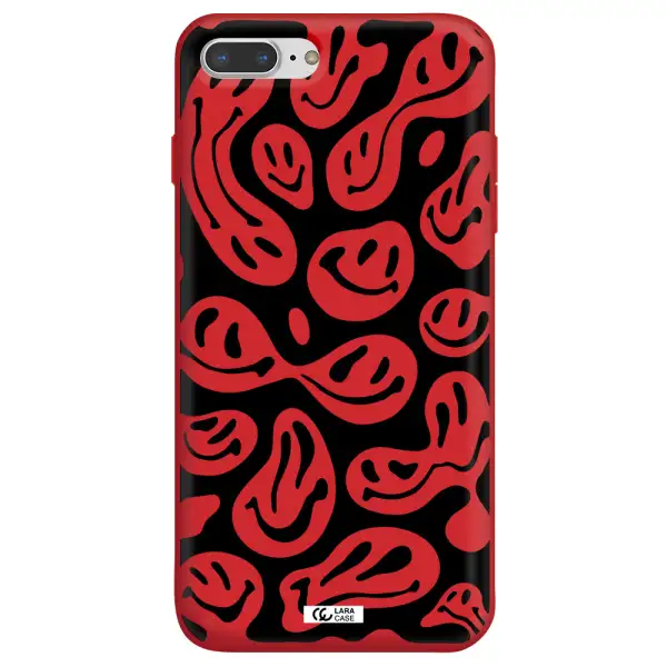 Smiley Faces Apple iPhone 7 plus Silicone Imperial Red Case