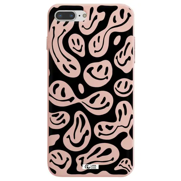 Smiley Faces Apple iPhone 7 plus Silicone pastel pink Case