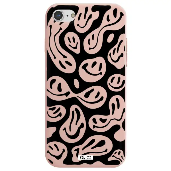 Smiley Faces Apple iPhone 7 Silicone pastel pink Case