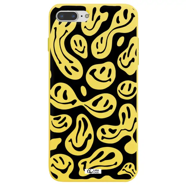 Smiley Faces Apple iPhone 8 plus Silicone canary yellow Case