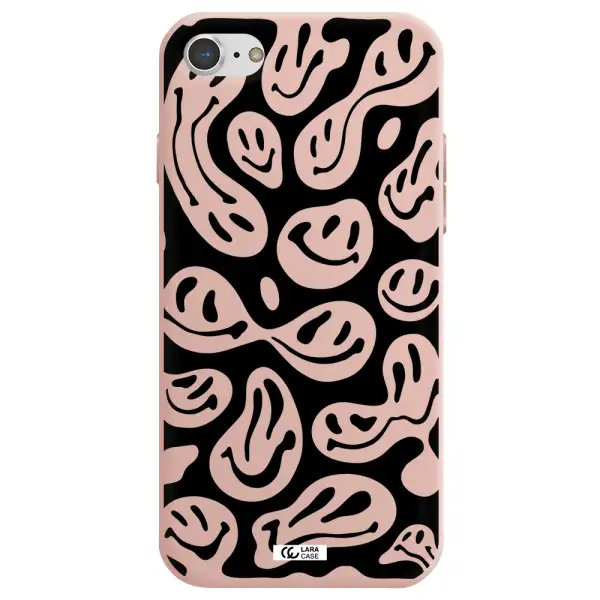 Smiley Faces Apple iPhone 8 Silicone pastel pink Case