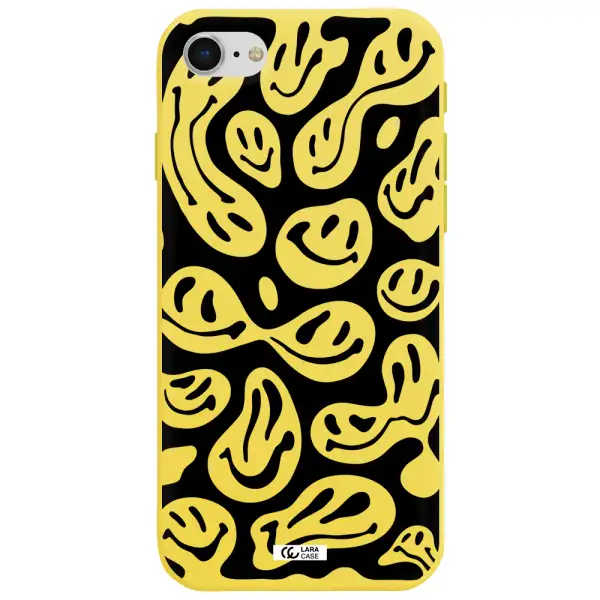 Smiley Faces Apple iPhone se 2020 Silicone canary yellow Case