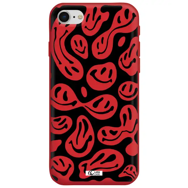 Smiley Faces Apple iPhone se 2020 Silicone Imperial Red Case