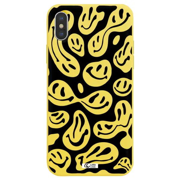 Smiley Faces Apple iPhone X Silicone canary yellow Case
