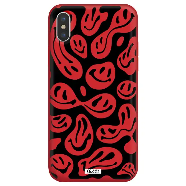 Smiley Faces Apple iPhone X Silicone Imperial Red Case