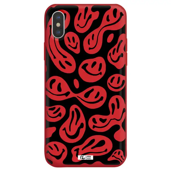 Smiley Faces Apple iPhone XS Silicone Imperial Red Case