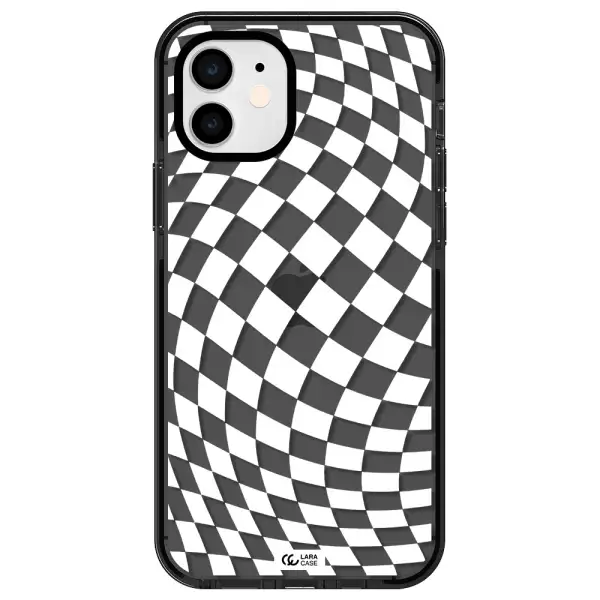 Wavy Checkered Apple iPhone 11 impact Smoke Black Case