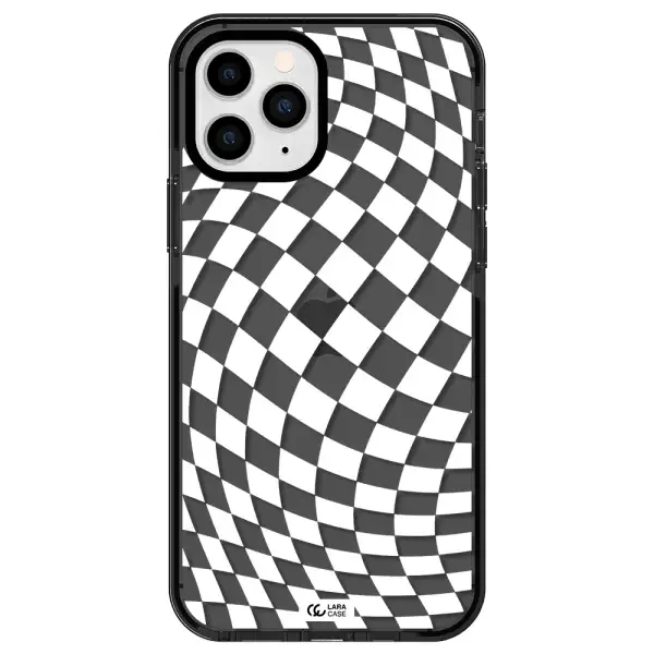 Wavy Checkered Apple iPhone 11 pro impact Smoke Black Case