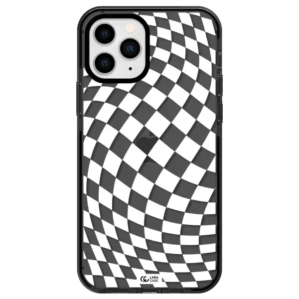 Wavy Checkered Apple iPhone 11 pro max impact Smoke Black Case