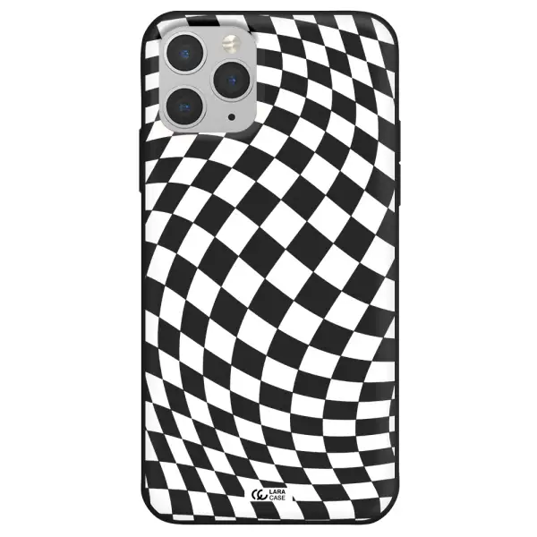 Wavy Checkered Apple iPhone 11 pro max Silicone black Case