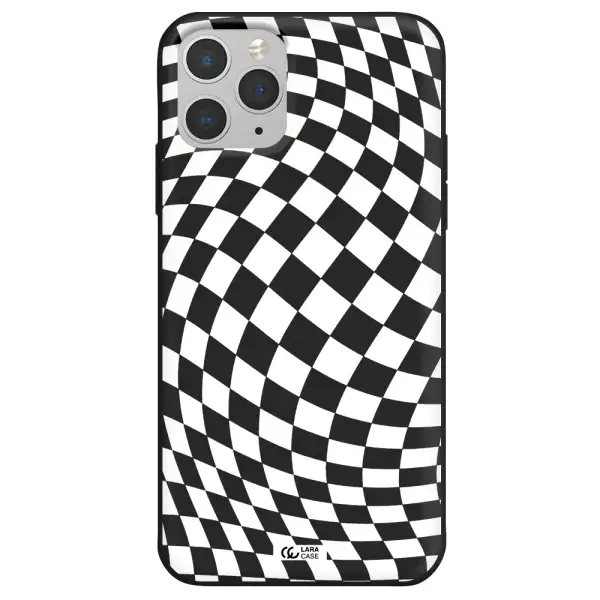 Wavy Checkered Apple iPhone 11 pro Silicone black Case