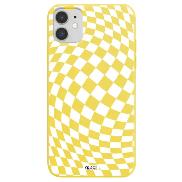 Wavy Checkered Apple iPhone 11 Silicone canary yellow Case