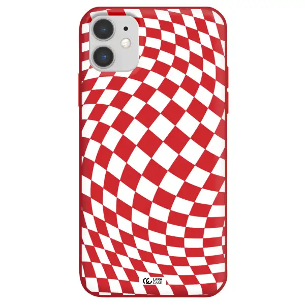 Wavy Checkered Apple iPhone 11 Silicone Imperial Red Case