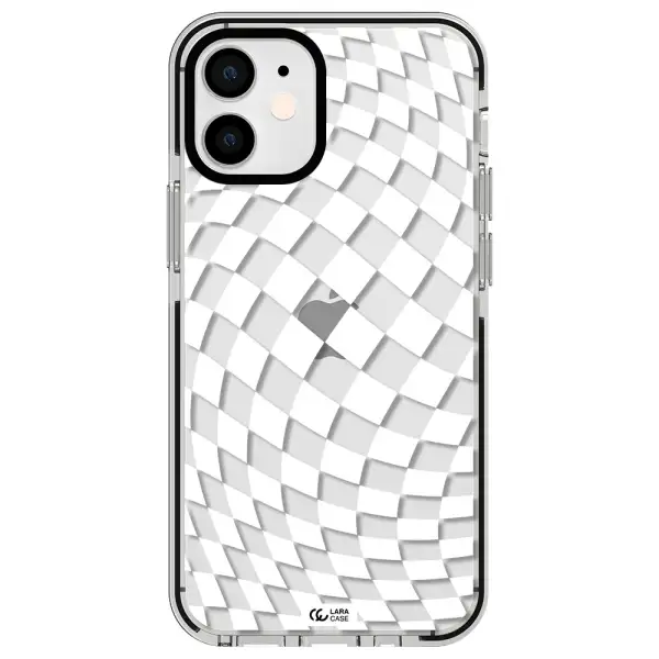 Wavy Checkered Apple iPhone 12 mini impact black border Case