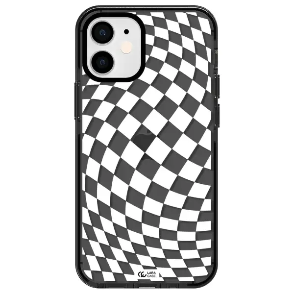 Wavy Checkered Apple iPhone 12 mini impact Smoke Black Case