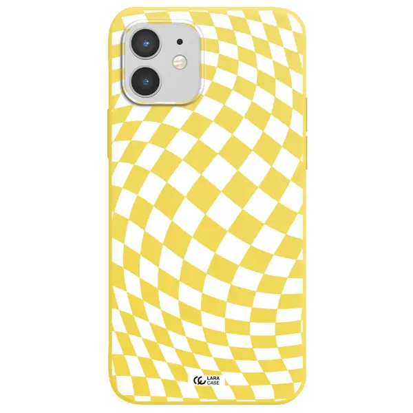 Wavy Checkered Apple iPhone 12 mini Silicone canary yellow Case