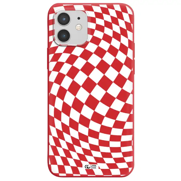 Wavy Checkered Apple iPhone 12 mini Silicone Imperial Red Case