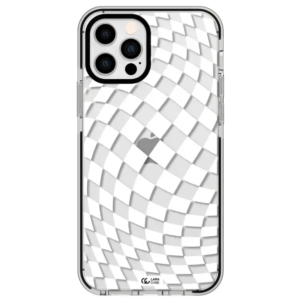 Wavy Checkered Apple iPhone 12 pro impact black border Case