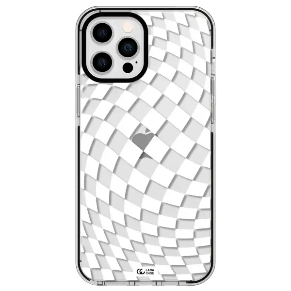 Wavy Checkered Apple iPhone 12 pro max impact black border Case