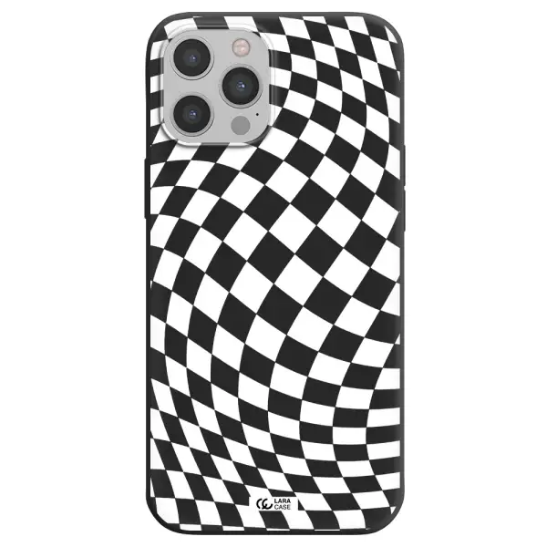Wavy Checkered Apple iPhone 12 pro max Silicone black Case