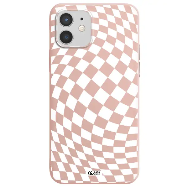 Wavy Checkered Apple iPhone 12 Silicone pastel pink Case