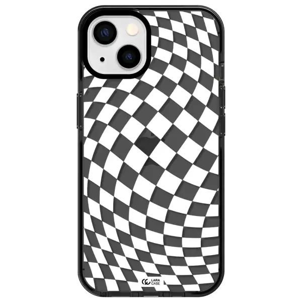 Wavy Checkered Apple iPhone 13 impact Smoke Black Case