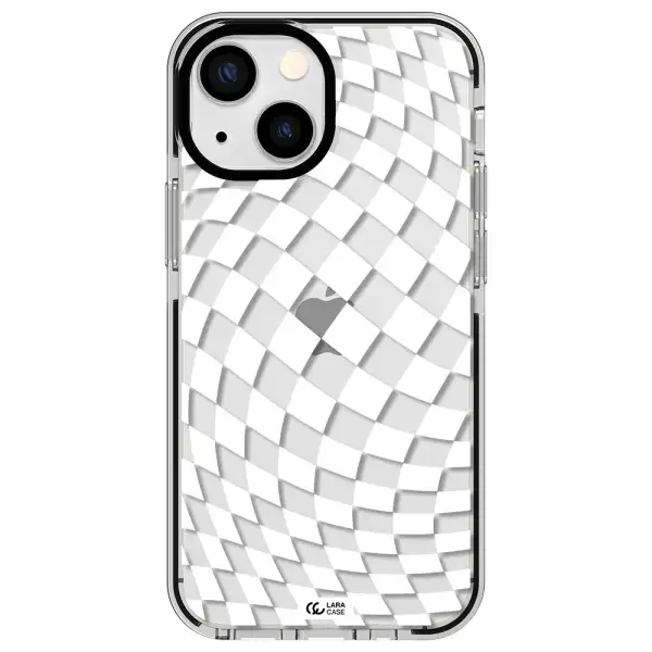 Wavy Checkered Apple iPhone 13 mini impact black border Case