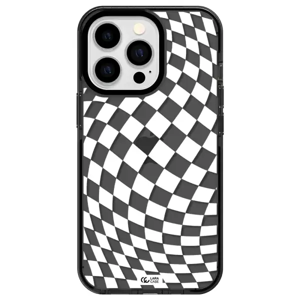 Wavy Checkered Apple iPhone 13 Pro impact Smoke Black Case