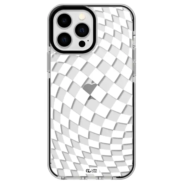 Wavy Checkered Apple iPhone 13 Pro Max impact black border Case