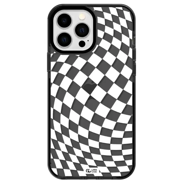 Wavy Checkered Apple iPhone 13 Pro Max impact Smoke Black Case