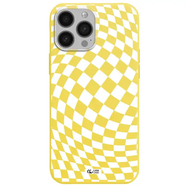 Wavy Checkered Apple iPhone 13 Pro Silicone canary yellow Case