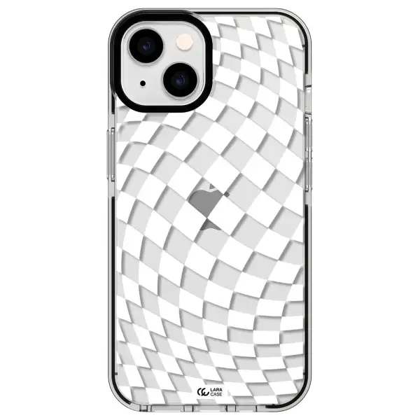 Wavy Checkered Apple iPhone 14 impact black border Case