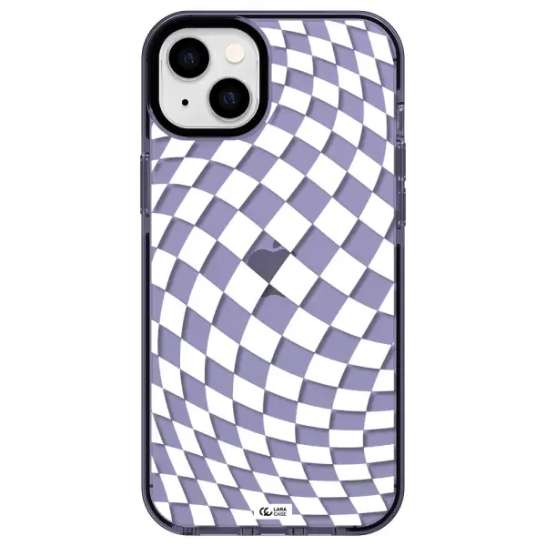 Wavy Checkered Apple iPhone 14 plus impact Lilac Case