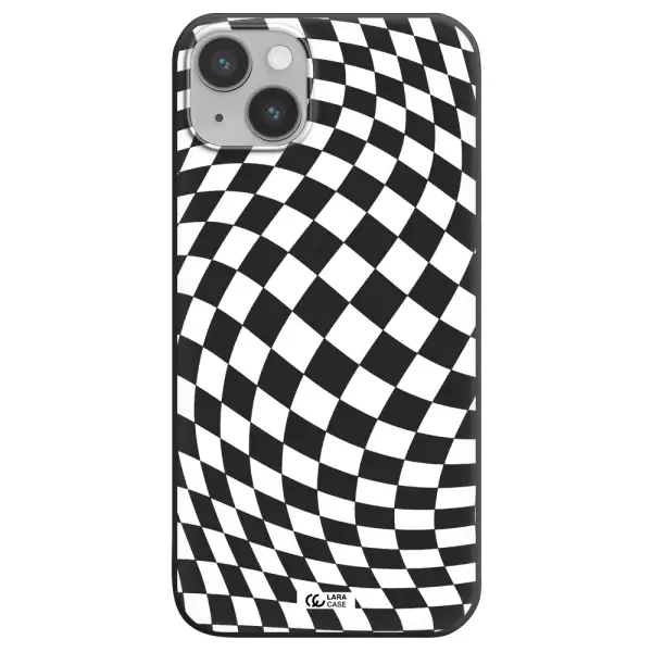Wavy Checkered Apple iPhone 14 plus Silicone black Case