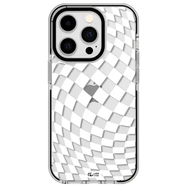 Wavy Checkered Apple iPhone 14 pro impact black border Case