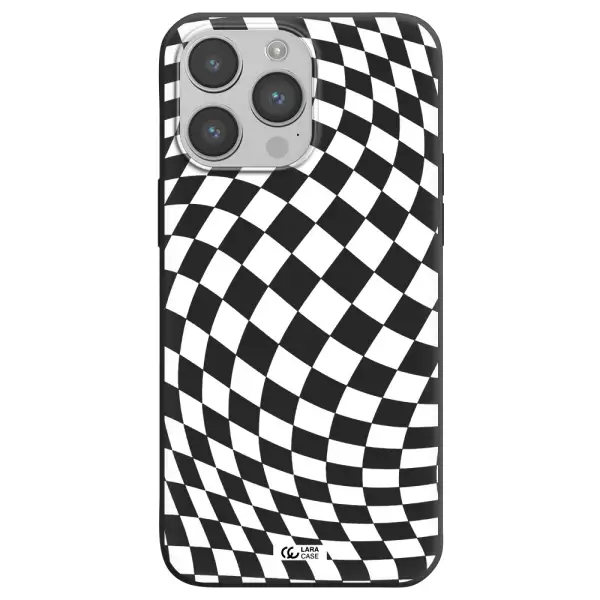 Wavy Checkered Apple iPhone 14 pro max Silicone black Case