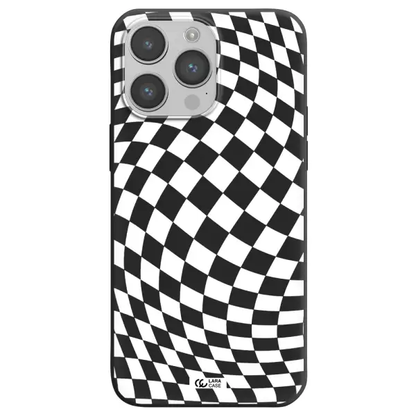 Wavy Checkered Apple iPhone 14 pro Silicone black Case