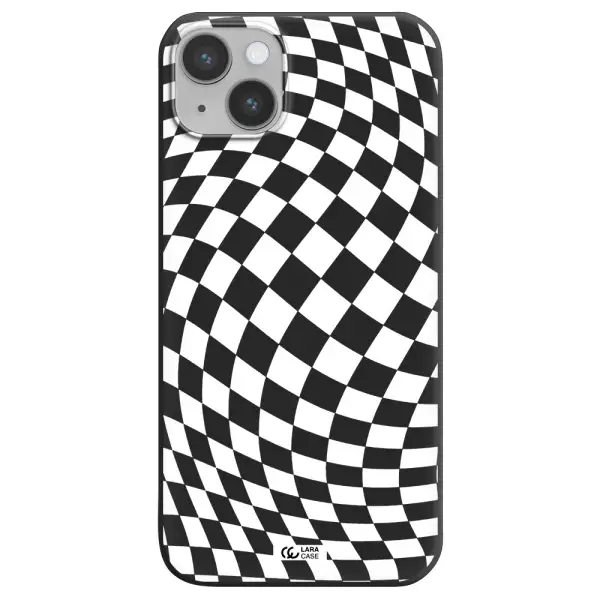 Wavy Checkered Apple iPhone 14 Silicone black Case